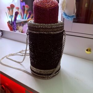 Chic Black and Silver Beaded Wristlet